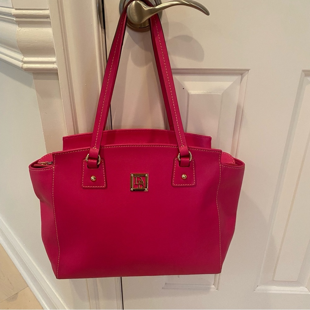 Dooney & Bourke Saffiano Hot Pink Leather Shoulder Tote Bag